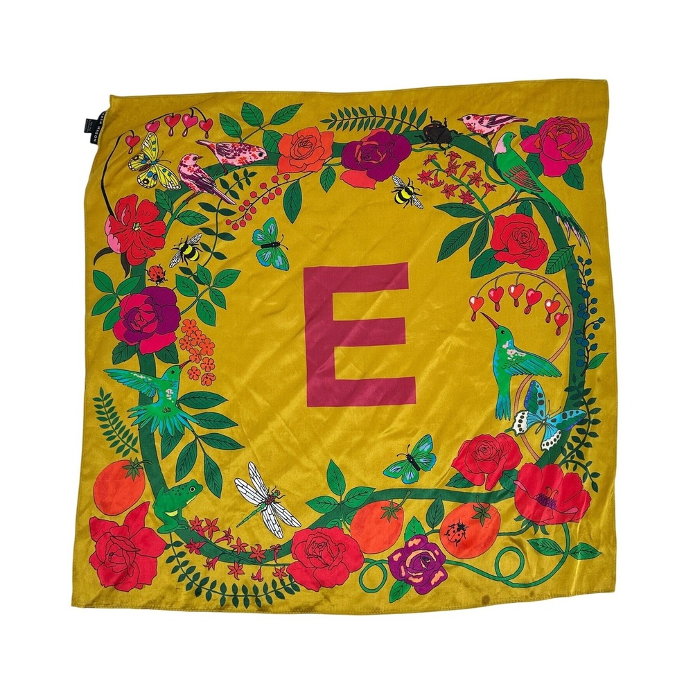 Karen Mabon Silk Scarf Monogram Letter E Maximalist Anthropologie